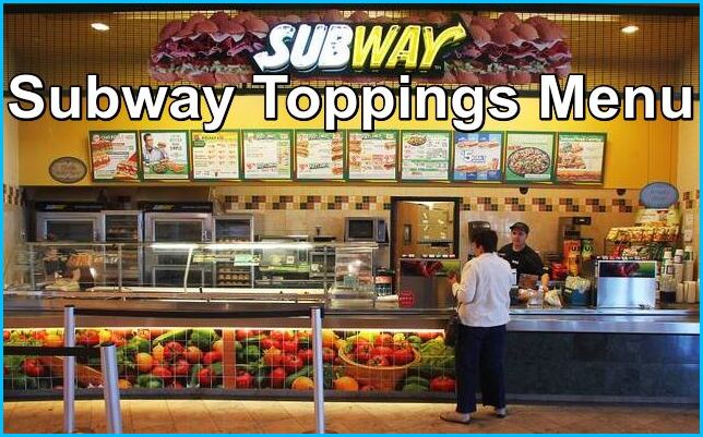 Subway Toppings Menu